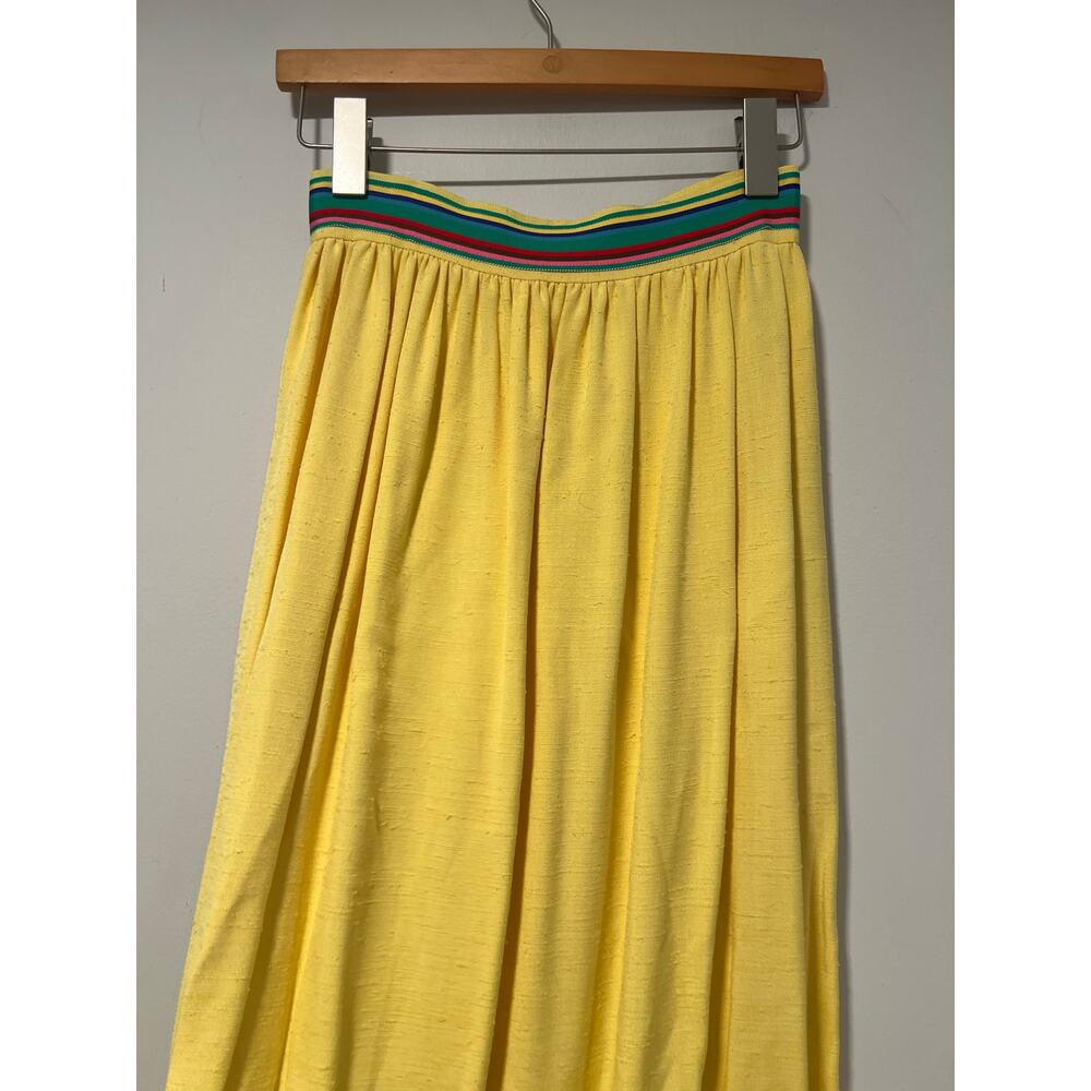 Vintage Homemade Maxi Skirt Butter Yellow with Ribbon Size Small JL - Picture 4 of 14